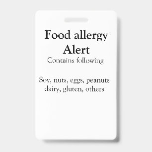 Crachá alerta de alergia alimentar adicionar nome texto i