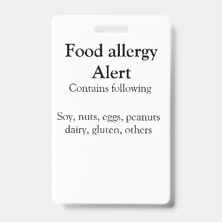 Crachá alerta de alergia alimentar adicionar nome texto i