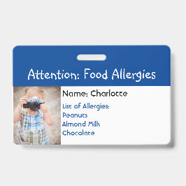 Crachá Alerta de Alergia Alimentar Badge personalizado co