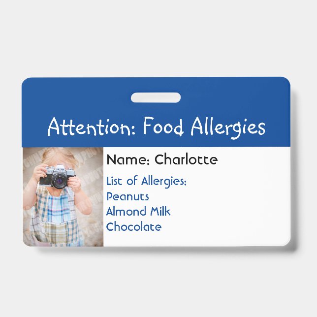 Crachá Alerta de Alergia Alimentar Badge personalizado co (Frente)