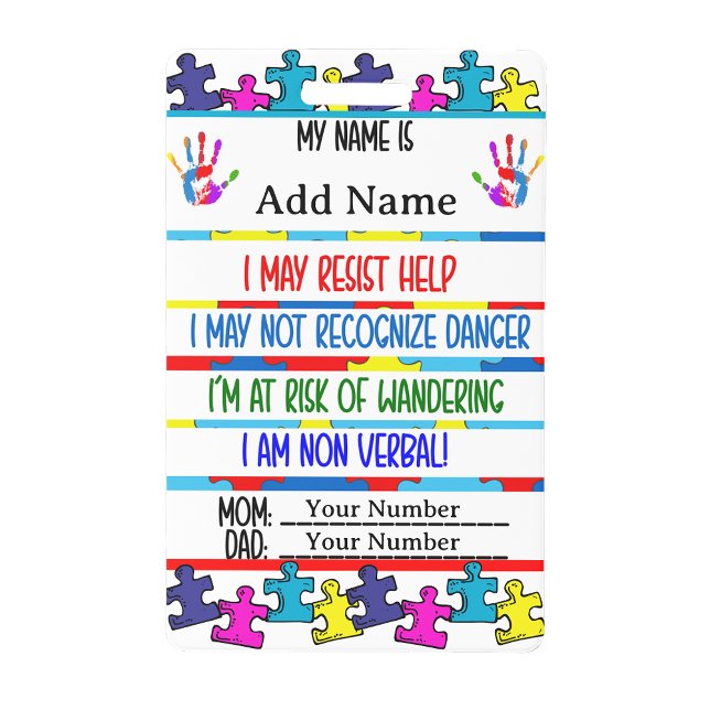 Crachá Alerta de Autismo Botão de Contato Não Verbal Crac (Autism Alert Nonverbal Autistic Contact Badge)