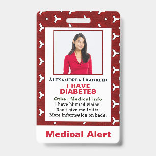 Crachá Alerta de Doença Médica ID de Emergência Foto Pers