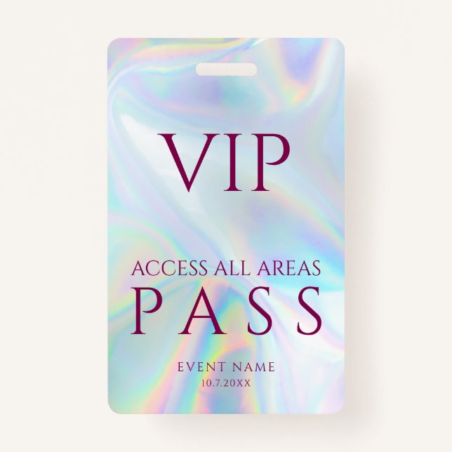 Crachá All Access Pass Holographic VIP Festival Custom (Frente)