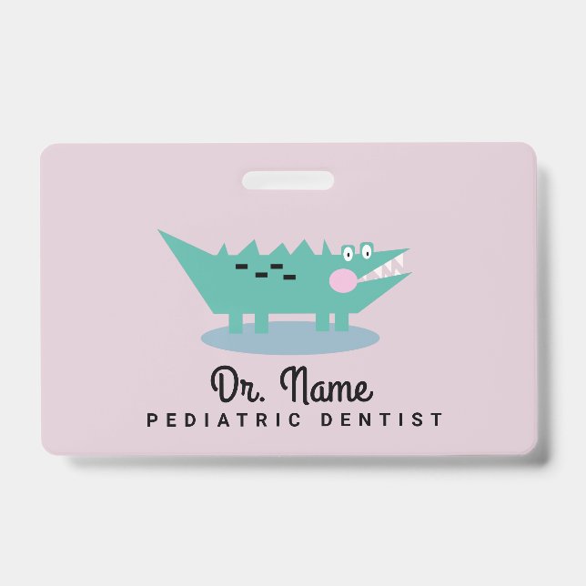 Crachá Alligator Dentist Pediatra Dental Pink (Frente)