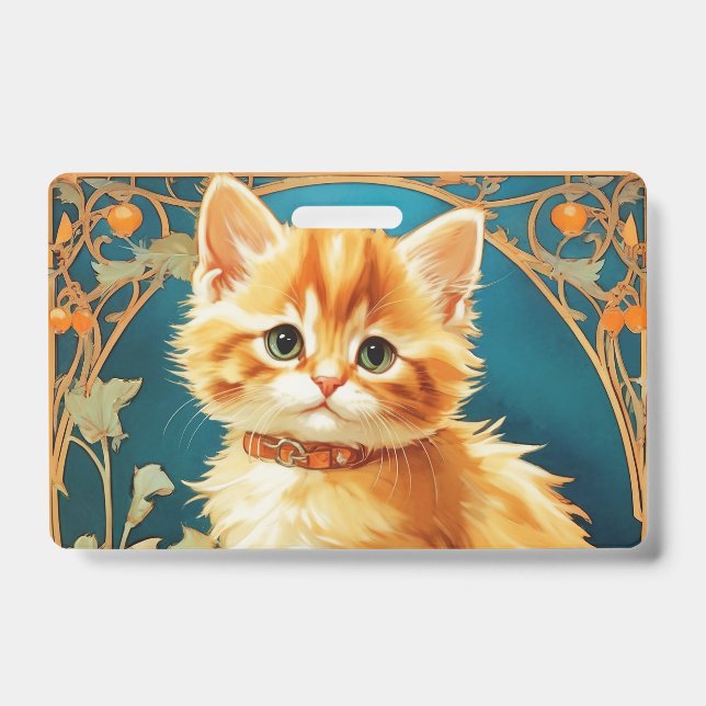 Crachá Alphonse Mucha Art Nouveau Cat (Frente)