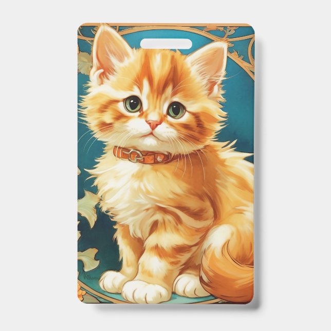 Crachá Alphonse Mucha Art Nouveau Cat (Frente)
