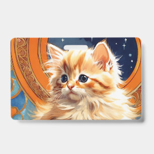 Crachá Alphonse Mucha Art Nouveau Orange Cat