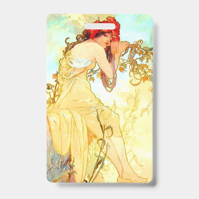 Crachá Alphonse Mucha Art Nouveau Summer (Frente)