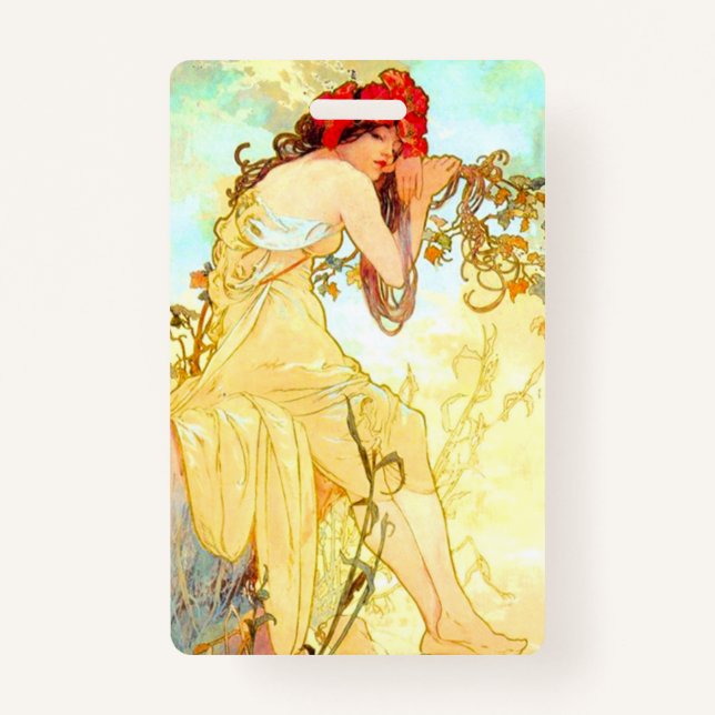 Crachá Alphonse Mucha Art Nouveau Summer (Frente)