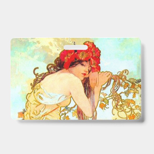 Crachá Alphonse Mucha Art Nouveau Summer (Frente)