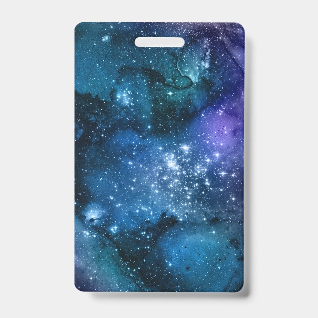 Crachá Amantes da Galáxia Espaço Estrelado Céu Azul Faísc (Frente)