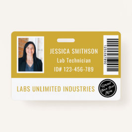 Crachá Amarelo para ID de Foto de Escola ou Empres