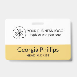Crachá Amarelo Suave e Branco Com o Logotipo da Sua Empre