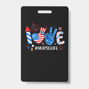 Crachá Amor Enfermeira Vida Bandeira Americana 4 De Julho
