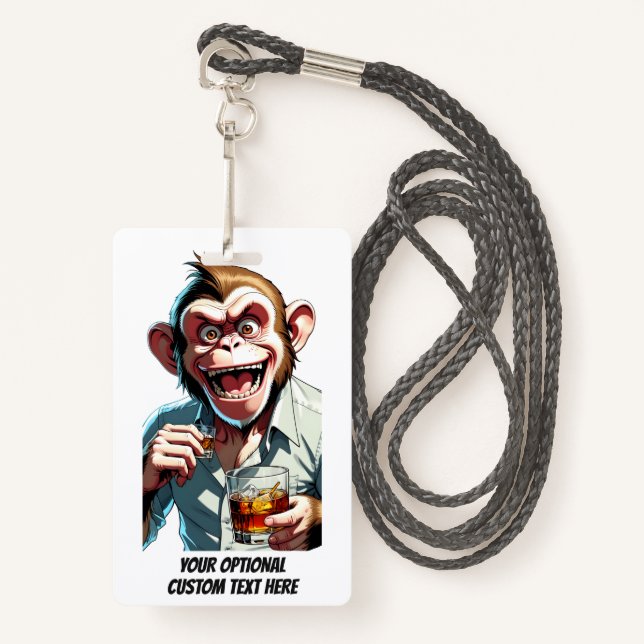 Crachá Animal de festa de texto personalizado (Frente com cordão)