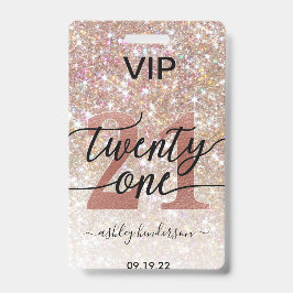 Crachá aniversário de 21 anos Champagne VIP