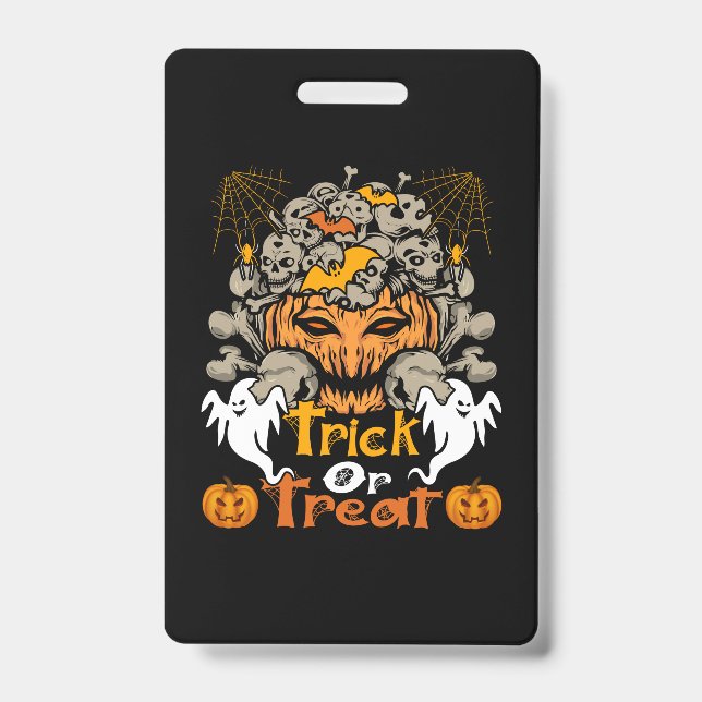 Crachá Aniversário De Truque Ou De Tratamento De Hallowee (Frente)