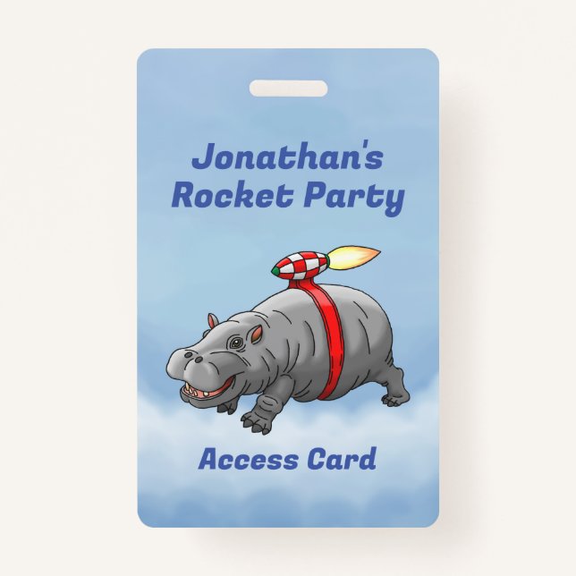 Crachá Aniversário do Hipopótamo Foguete (Frente)