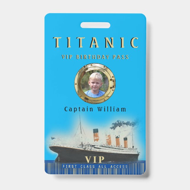 Crachá Aniversário do Titanic de Fotografia Personalizada (Frente)
