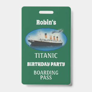 Crachá Aniversário do Titanic Navio da Linha Estrela Verd