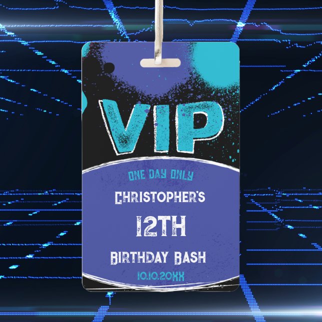 Crachá Aniversário VIP Personalizado (VIP Birthday Badge. Fun gift for your guests. Colorful and playful. Happy Birthday!)