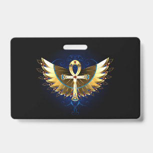 Crachá Ankh Dourado com Asas