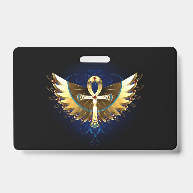 Crachá Ankh Dourado com Asas (Frente)
