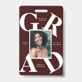 Crachá anúncio de graduação cores da escola script negrit