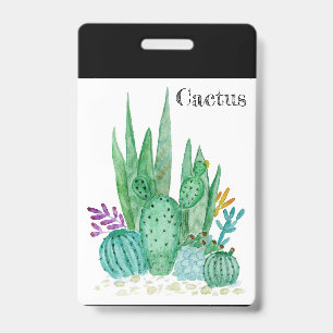 Crachá Aquarela de cactus cactos flores floral deserto il