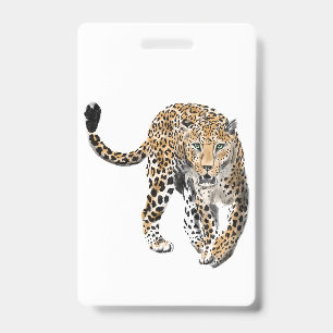 Crachá aquarela leopardo gato da selva animal pintado ver