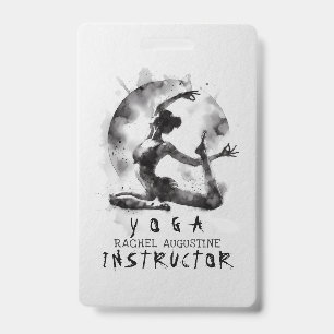 Crachá Aquarela Yoga Reiki Pose do Pombo Rei de Uma Perna