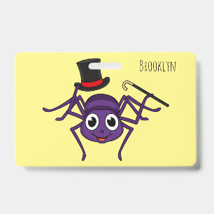 Crachá Aranha fofa em desenho de cartola