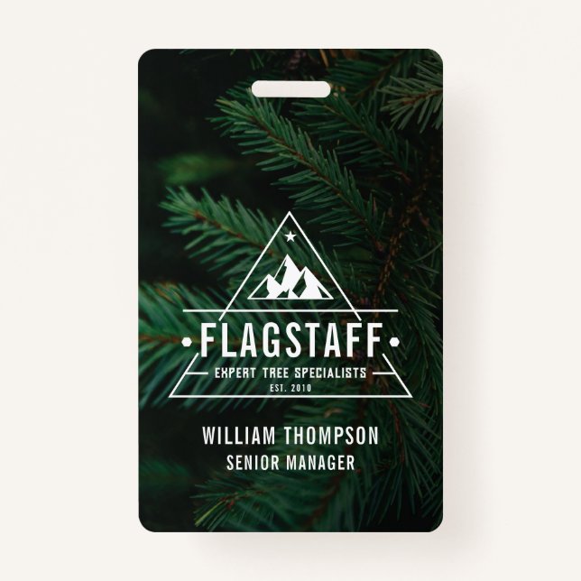 Crachá Arborista da Árvore Montanha Masculina Moderna Rus (Frente)