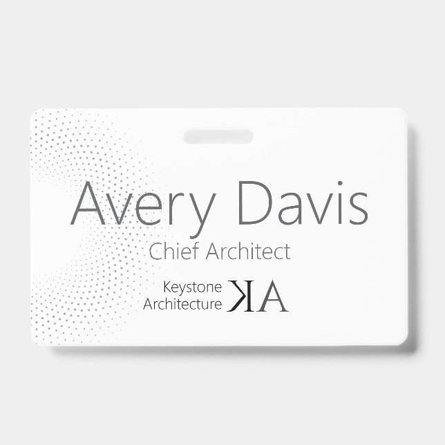 Crachá Arquiteto Moderno | Nome preto e branco minimalist (Front)