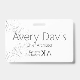 Crachá Arquiteto Moderno | Nome preto e branco minimalist