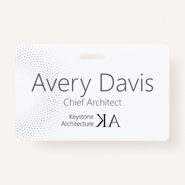 Crachá Arquiteto Moderno | Nome preto e branco minimalist (Frente)