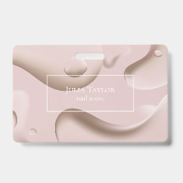 Crachá Artista de pregos de beleza rosa moderna Salon Nai