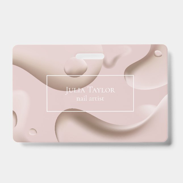 Crachá Artista de pregos de beleza rosa moderna Salon Nai (Frente)