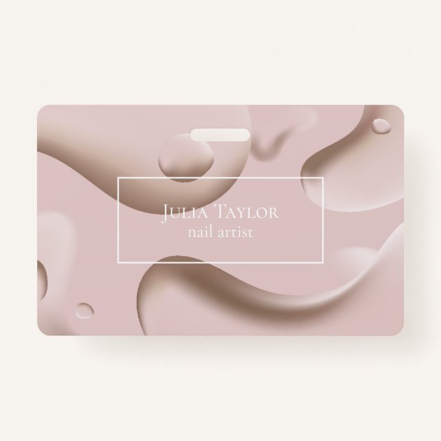 Crachá Artista de pregos de beleza rosa moderna Salon Nai (Frente)