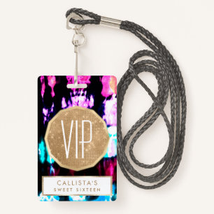 Crachá Artsy Summer Teal Black Colorful Tie Dye Patterno