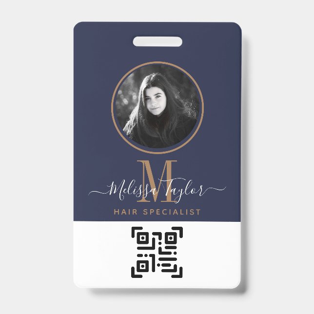 Crachá Assinatura Dourada Azul do Marinho Profissional Mo (Front)