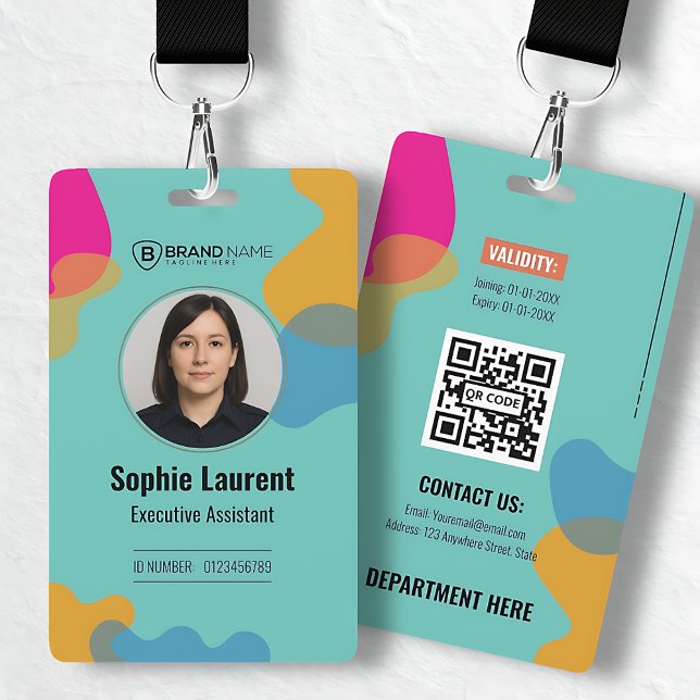 Crachá Assistente Executivo Formas Orgânicas Abstratas Tu (Teal Abstract Organic Shapes Executive Assistant Badge)