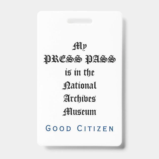 Crachá Auditoria de Alteração 1rua - My Press Pass (Frente)