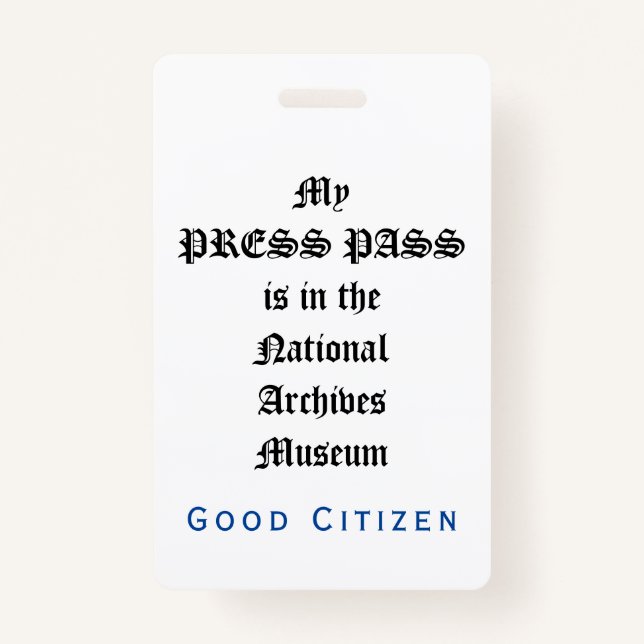 Crachá Auditoria de Alteração 1rua - My Press Pass (Frente)
