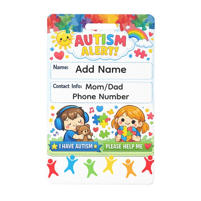 Crachá Autism Alert Emergency Contact ID Badge (Autism Alert Emergency Contact ID Badge)