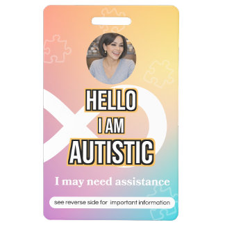 Crachá Autism Alert Photo ID Badge–Personal Safety