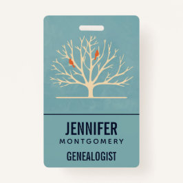 Crachá Aves de laranja modernas em um Genealogista de Árv