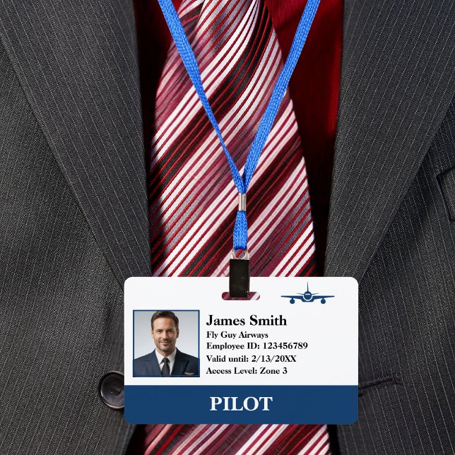 Crachá Avião-Piloto de Companhia para ID de Segurança de  (Criador carregado)
