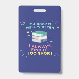 Crachá Avid Reader I - Citação de Jane Austen