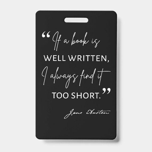 Crachá Avid Reader II - Cotação Jane Austen (Frente)